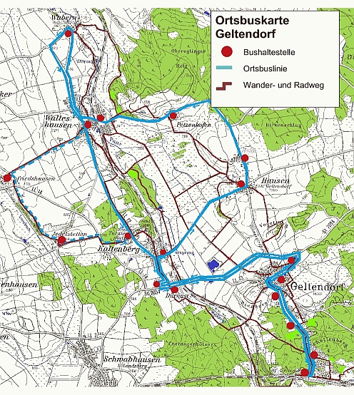 Karte Ortsbus mit Haltestellen